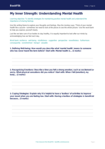 Mental Health Writing Frame for Class 4 | CBSE Life Skills | BookFlik