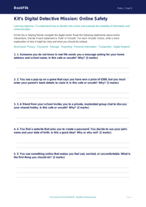 Free Online Safety Activity Sheet | Class 5 | Life Skills | BookFlik