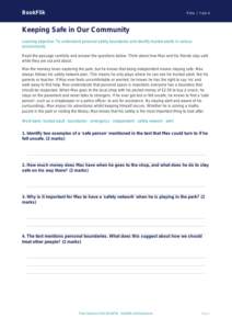 Free Personal Safety Comprehension | Class 4 | Life Skills | BookFlik