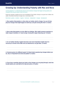 Understanding Puberty Worksheet for Class 4 Students | BookFlik