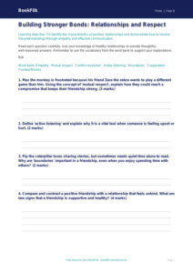 Free Relationships Worksheet | Class 4 | Life Skills | BookFlik