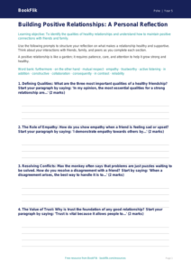 Free Relationships Writing Frame | Class 5 | Life Skills | BookFlik