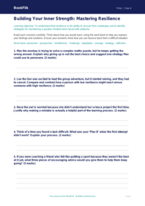 Free Resilience Worksheet | Class 4 | Life Skills | BookFlik