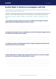 Class 4 Bonfire Night Activity Sheet | EVS & Moral Education | BookFlik