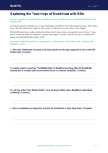 Free Buddhism Worksheet | Class 5 | EVS / Moral Education | BookFlik