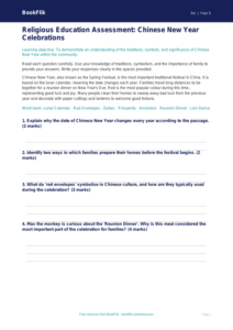 Free Chinese New Year Assessment | Class 5 | EVS / Moral Education | BookFlik