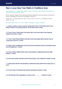Free Chinese New Year Quiz | Class 5 | EVS / Moral Education | BookFlik