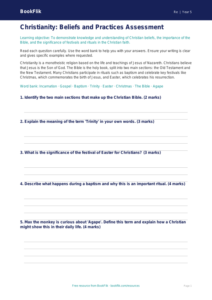 Christianity Assessment for Class 5 | EVS & Moral Education | BookFlik