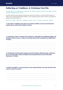 Christmas Values and Traditions | Class 4 EVS Worksheet | BookFlik