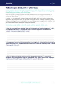 Christmas Worksheet for Class 4 | EVS & Moral Education | BookFlik