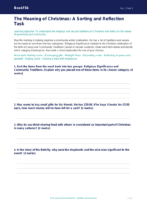 Free Christmas Activity Sheet | Class 5 | EVS / Moral Education | BookFlik