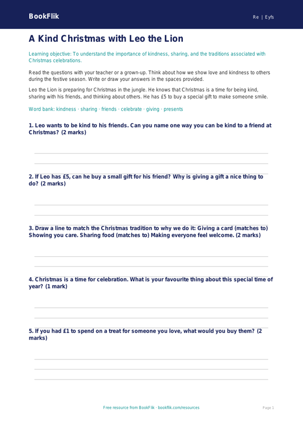 Free Christmas Worksheet | Nursery / LKG | EVS / Moral Education | BookFlik worksheet preview — Re Christmas