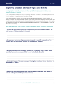 Free Creation Stories Worksheet | Class 4 | EVS / Moral Education | BookFlik
