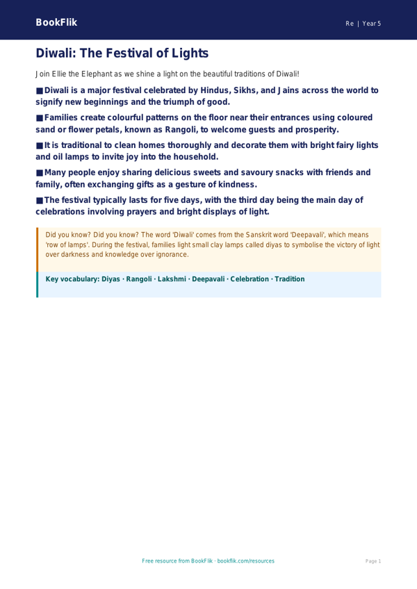 Free Diwali Poster | Class 5 | EVS / Moral Education | BookFlik worksheet preview — Re Diwali