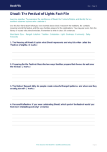 Free Diwali Template | Class 5 | EVS / Moral Education | BookFlik