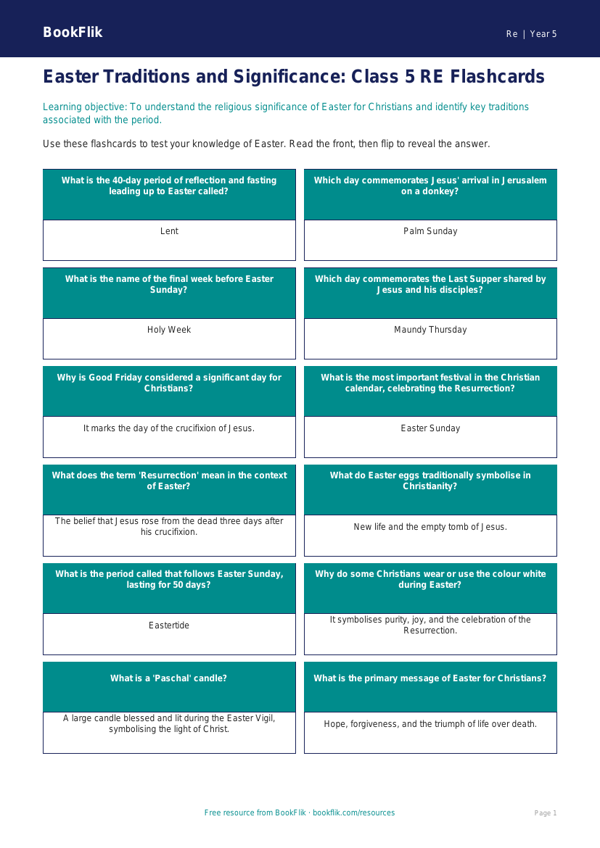 Easter Traditions and Values: Class 5 EVS Worksheet | BookFlik worksheet preview — Re Easter