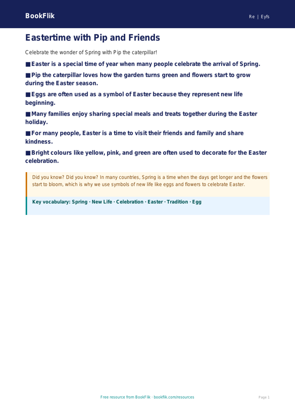 Free Easter Poster | Nursery / LKG | EVS / Moral Education | BookFlik worksheet preview — Re Easter