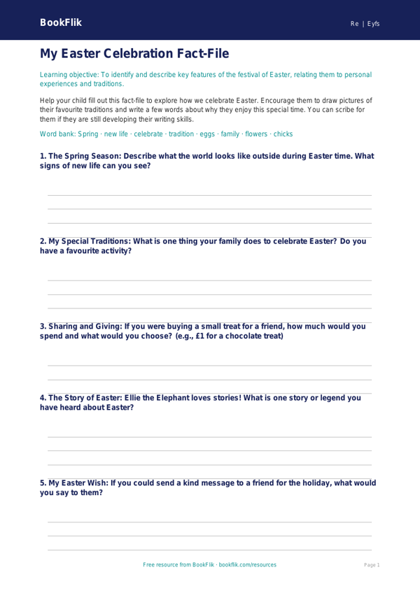 Free Easter Template | Nursery / LKG | EVS / Moral Education | BookFlik worksheet preview — Re Easter