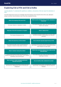Free Eid Flashcards | Class 4 | EVS / Moral Education | BookFlik