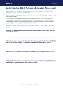 Free Eid Assessment | Class 5 | EVS / Moral Education | BookFlik