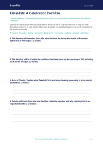 Free Eid Template | Class 5 | EVS / Moral Education | BookFlik