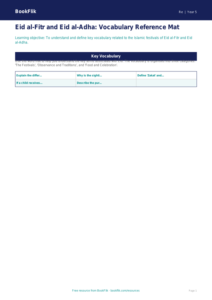 Free Eid Word Mat | Class 5 | EVS / Moral Education | BookFlik