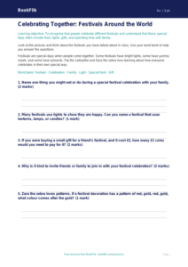 Free Festivals Worksheet | Nursery / LKG | EVS / Moral Education | BookFlik