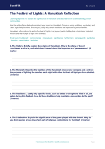 Hanukkah Writing Frame | Class 4 EVS & Moral Education | BookFlik