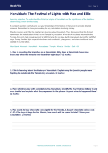 Hanukkah Worksheet for Class 5 | EVS & Moral Education | BookFlik
