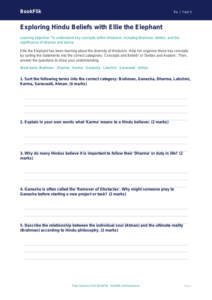Free Hinduism Activity Sheet | Class 5 | EVS / Moral Education | BookFlik