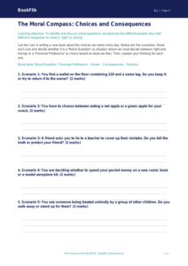 Free Moral Questions Activity Sheet | Class 5 | EVS / Moral Education | BookFlik