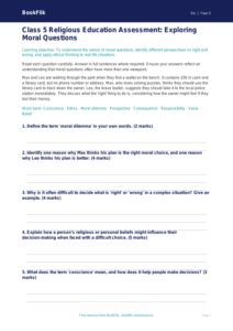 Free Moral Questions Assessment | Class 5 | EVS / Moral Education | BookFlik