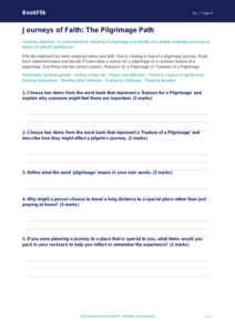 Free Pilgrimage Activity Sheet for Class 4 | EVS / Moral Education | BookFlik
