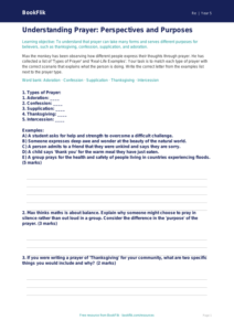 Free Prayer Activity Sheet | Class 5 | EVS / Moral Education | BookFlik