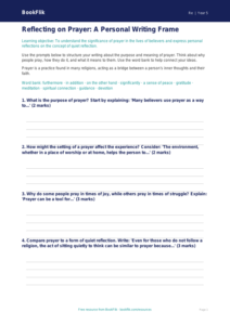 Free Prayer Writing Frame | Class 5 | EVS / Moral Education | BookFlik