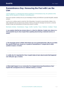 Free Remembrance Day Worksheet | Class 4 | EVS / Moral Education | BookFlik