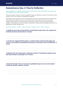Remembrance Day Assessment | Class 5 EVS & Moral Education | BookFlik