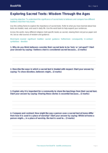 Sacred Texts Writing Frame for Class 4 | CBSE EVS & Moral Education