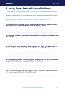 Sacred Texts Worksheet for Class 5 | EVS & Moral Education | BookFlik