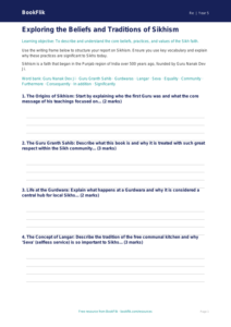 Free Sikhism Writing Frame | Class 5 | EVS / Moral Education | BookFlik