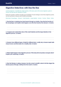 Free Animals Including Humans Worksheet | Class 4 | Science | BookFlik