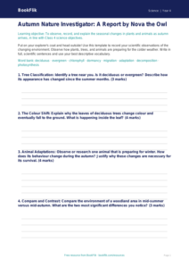 Autumn Science Template for Class 4 | CBSE Science Resources | BookFlik