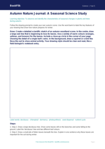 Free Autumn Science Drawing Sheet | Class 5 | Science | BookFlik