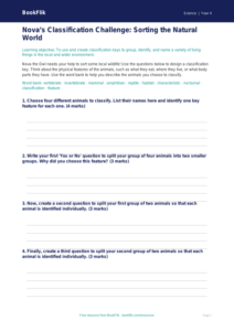 Science classification keys template class 4 core