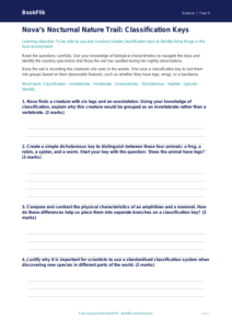 Free Classification Keys Worksheet | Class 4 | Science | BookFlik