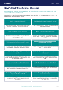 Science electricity flashcards class 4 greater depth