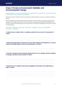 Free Habitats Assessment | Class 4 | Science | BookFlik