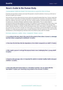 Human Body Comprehension for Class 5 | CBSE Science Worksheet