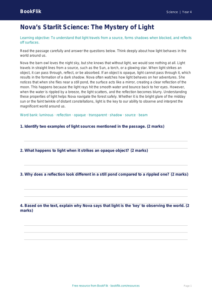 Light Comprehension Worksheet for Class 4 Science | CBSE | BookFlik