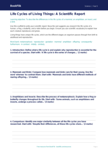 Free Living Things Writing Frame | Class 5 | Science | BookFlik